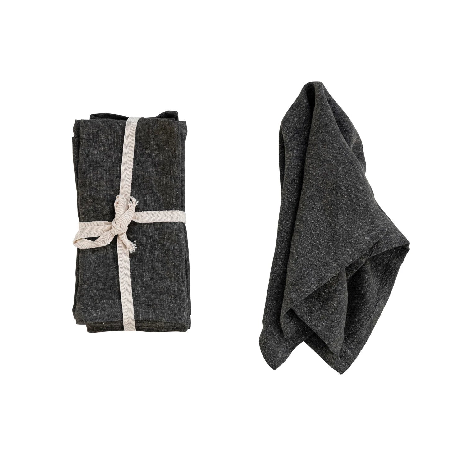 Dark Grey Stonewashed Linen Napkin