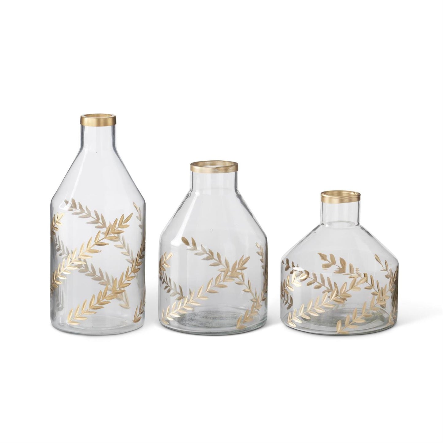 Gilded Leaf Etched Vases