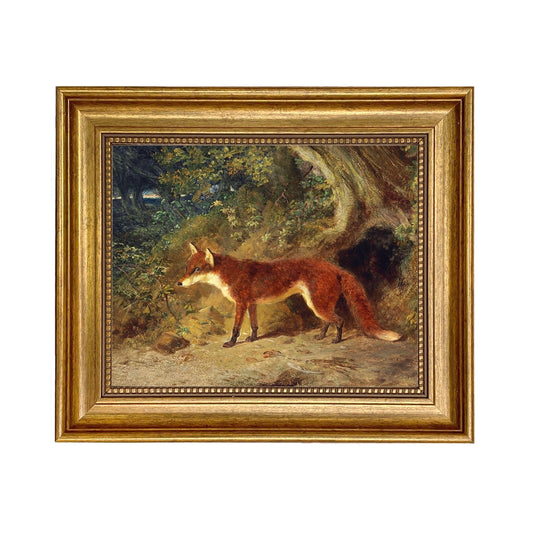 Fox & Feathers Framed Oil Painting Print on Canvas