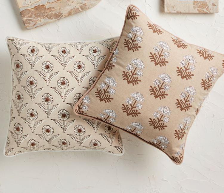 Taupe Block Print Pillows