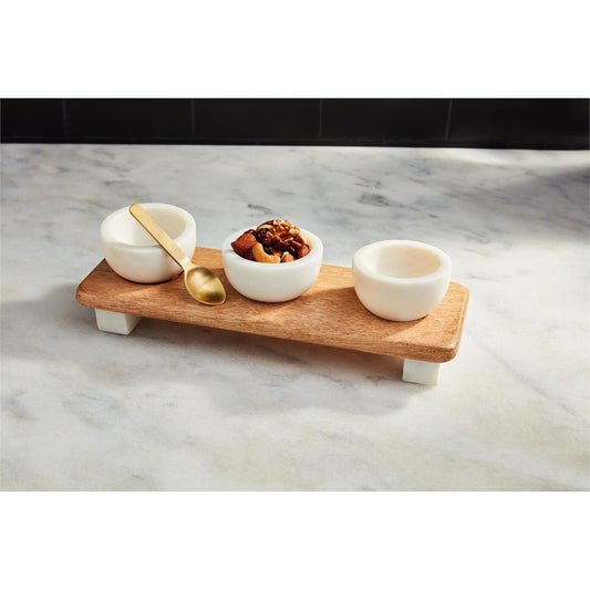 Marble & Wood Tidbit Board Set