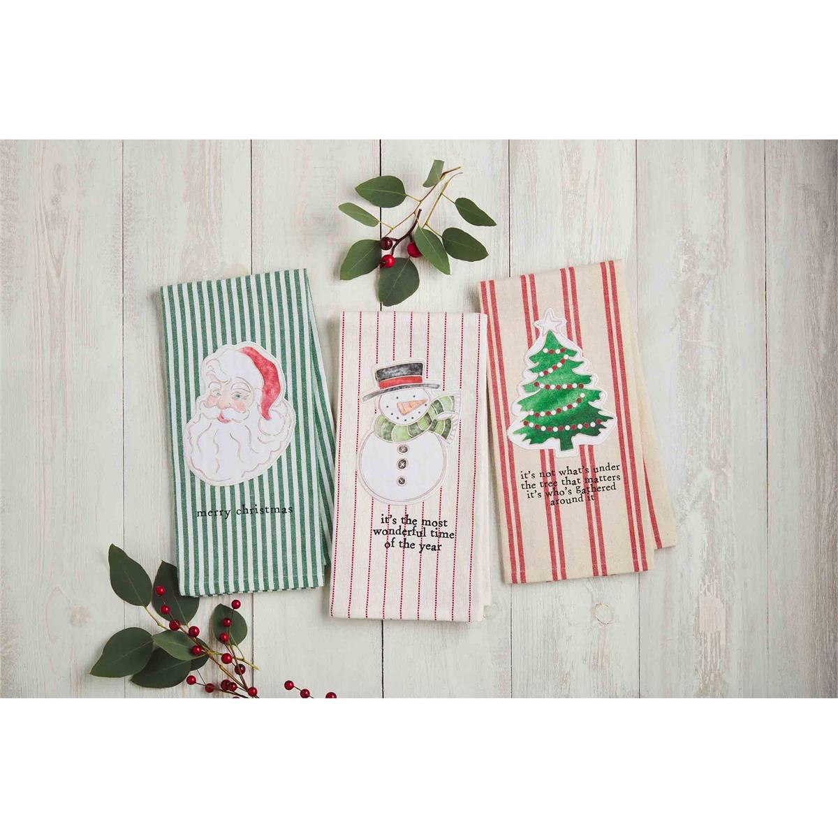 Christmas Stripe Applique Towels