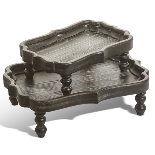 Distressed Black Footed Trays