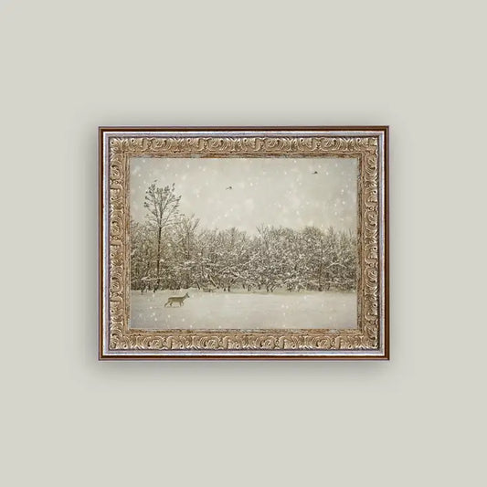 Winter Fawn Framed Antique Art