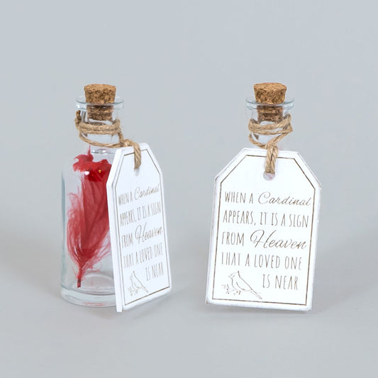 Cardinal Feather in a Bottle