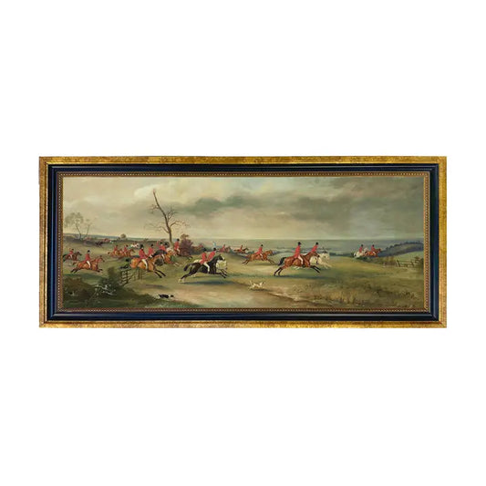 Fox Hunt Landscape Oil Painting Print on Canvas