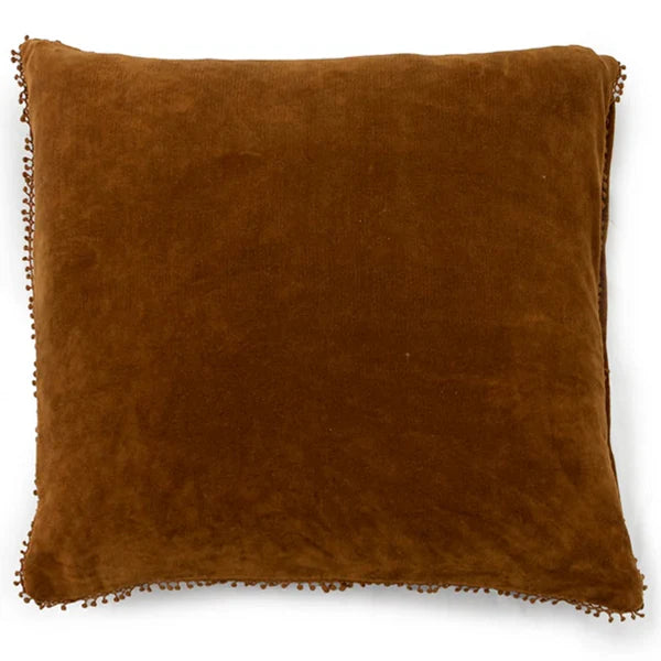 Velvet Pillow with Poms