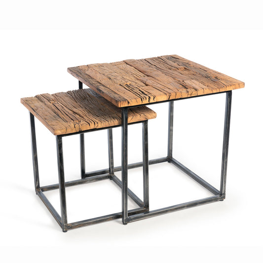 Railway Wood & Iron Nested Tables