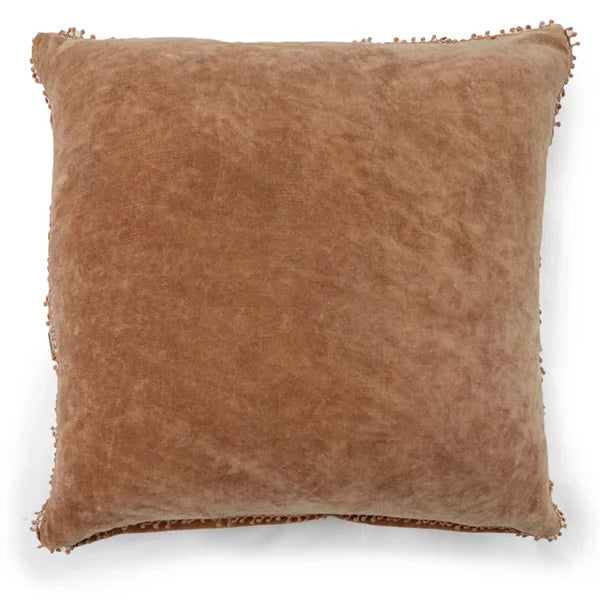 Velvet Pillow with Poms