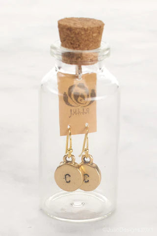 Hand Stamped Initial Earrings