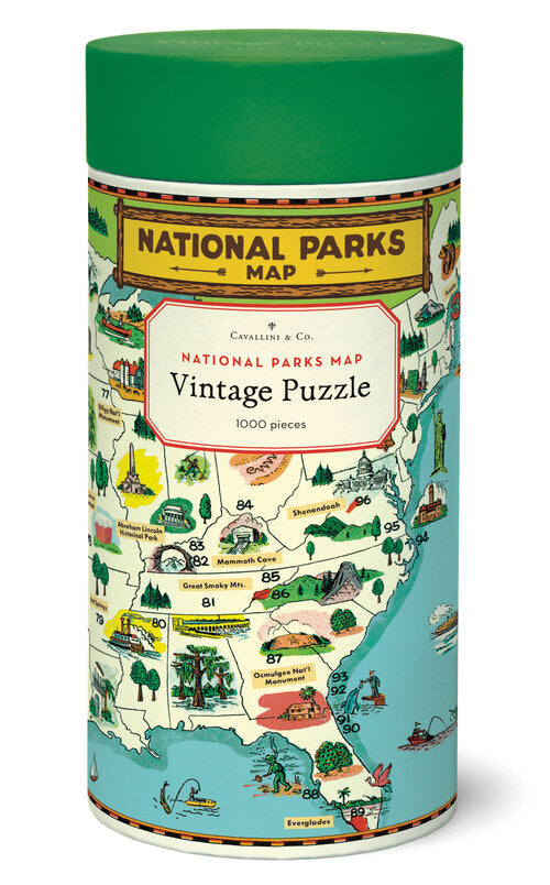 Cavallini  National Parks Map 1000 Piece Vintage Puzzle