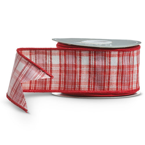 Pink & Red Plaid Wired Ribbon