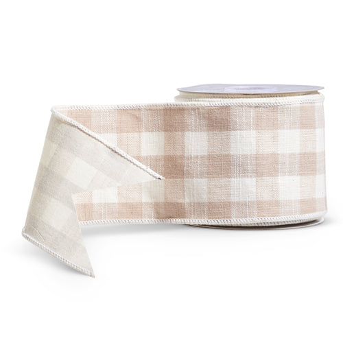 Beige Gingham Ribbon