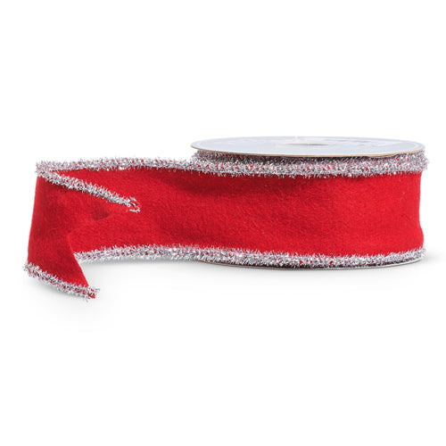 Red Felt Tinsel Trim Ribbon