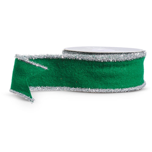 Green Felt Tinsel Trim Ribbon