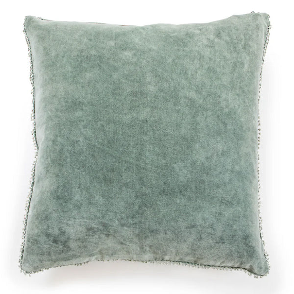 Velvet Pillow with Poms