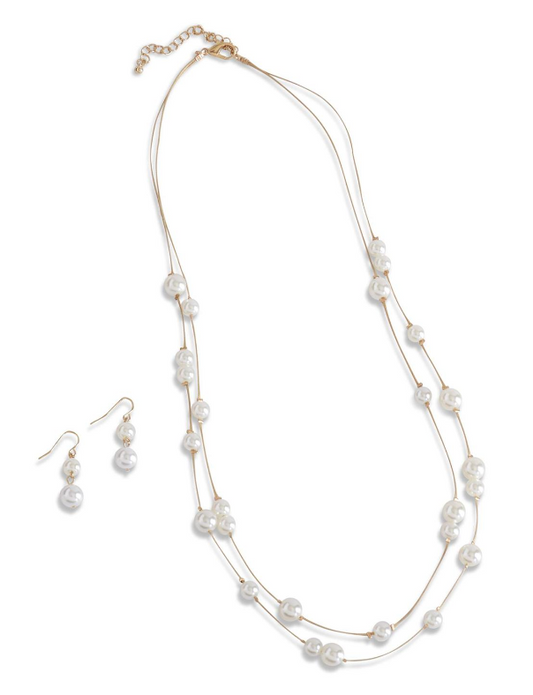 Pearl on Thread Necklace Set