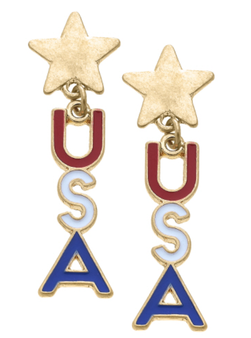 USA Star Enamel Earrings