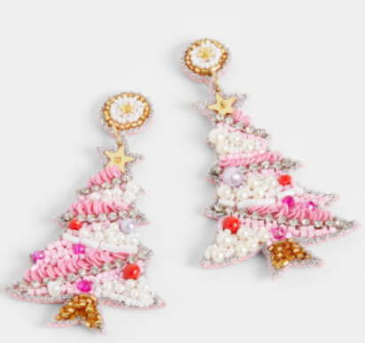 Christmas Tree Beaded Earrings