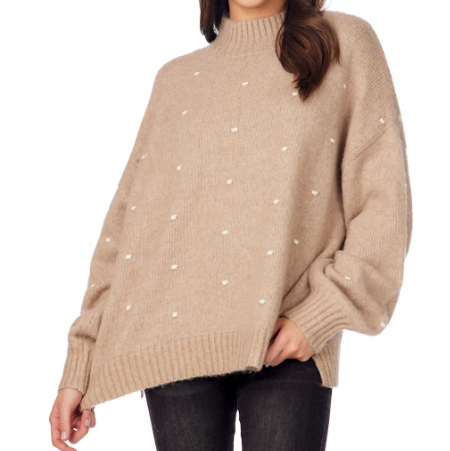 Novie Pom-Pom Sweater Tan