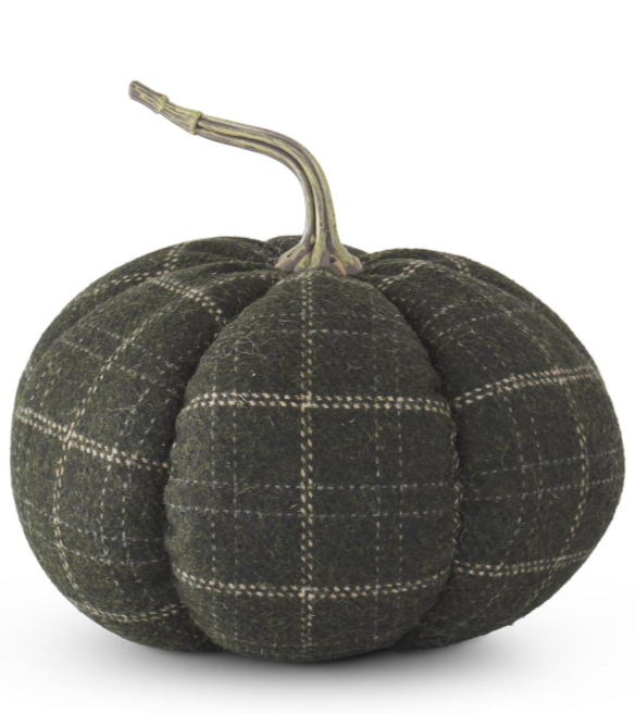 Large Green Plaid Pumpkin