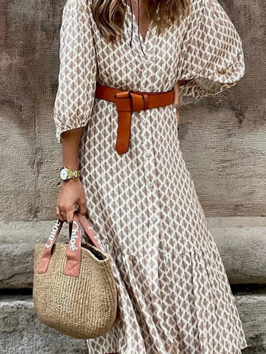 Patterned Button Down Dress