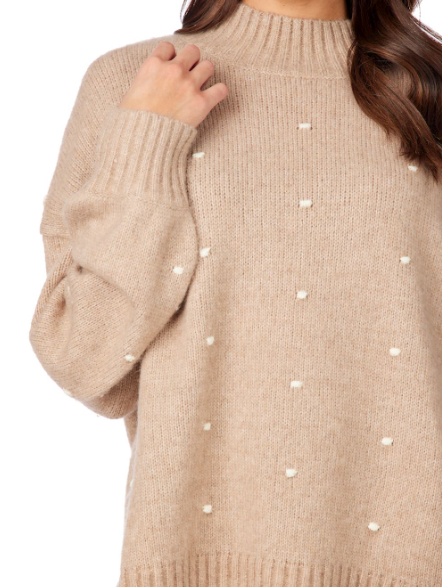 Novie Pom-Pom Sweater Tan