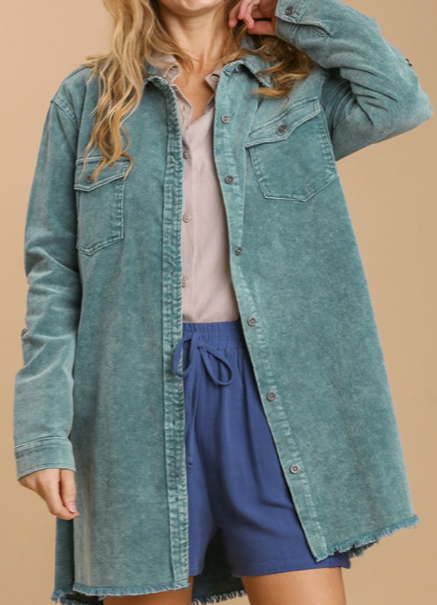 Stone Wash Collar Button Down Denim Dress