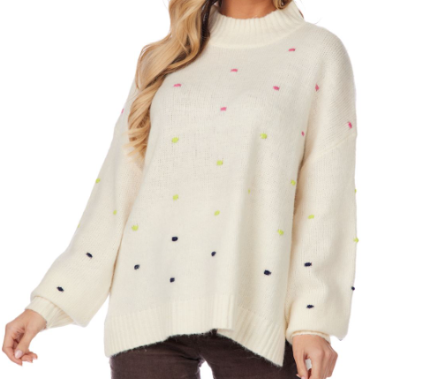 Novie Pom-Pom Sweater White