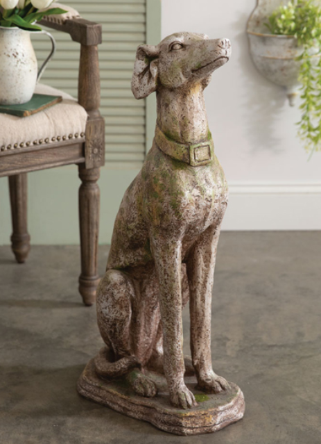 Mossy Greyhound Garden Statue