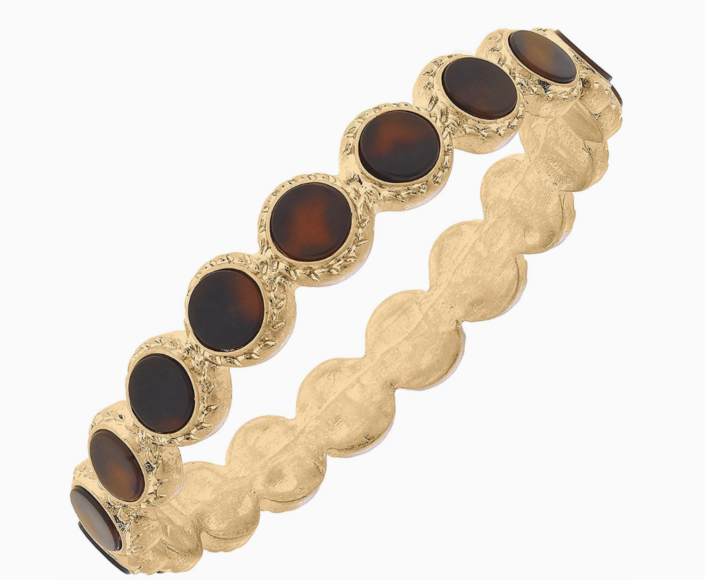 Ava Disc Hinge Bangle in Tortoise