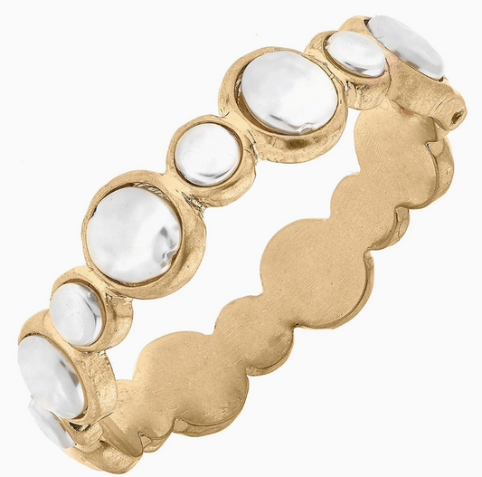 Mirabel Coin Pearl Statement Hinge Bangle