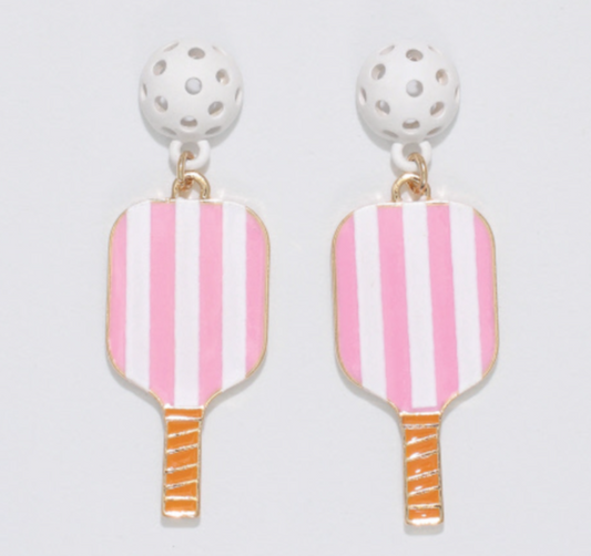 Pink Pickleball and Ball Earrings