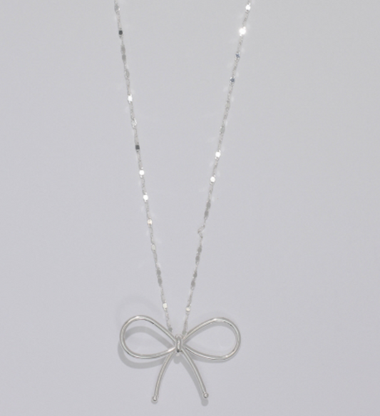 Delicate Silver Bow Necklace