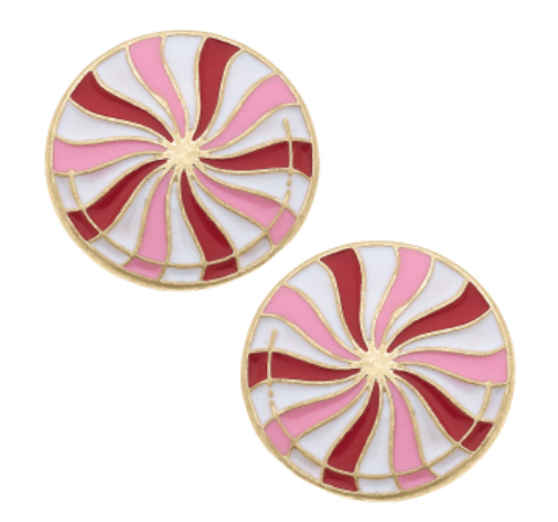 Peppermint Candy Enamel Stud Earrings