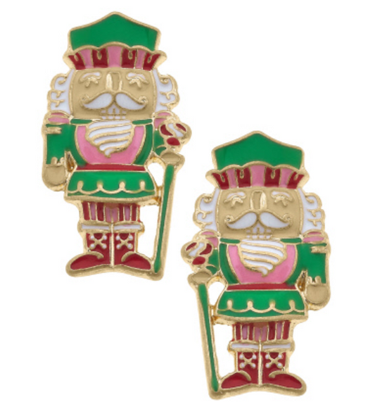 Holly Jolly Nutcracker Stud Earrings