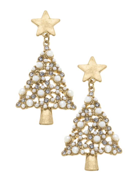 Winter Wonderland Pearl Christmas Tree Earrings