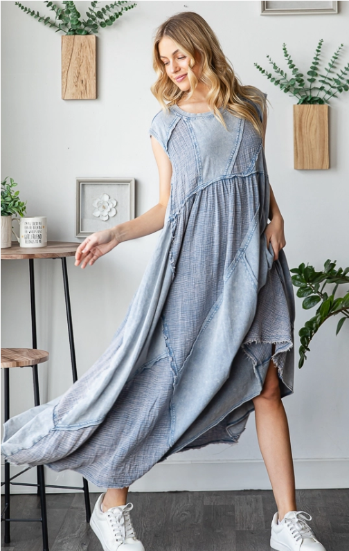 Mineral Washed Patchwork Dress