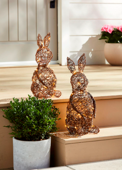 Rattan LED Bunny Sitters