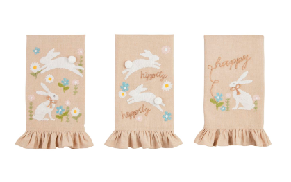 Embroidered Bunny Ruffle Towels