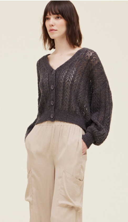 Pointelle Cropped Cardigan