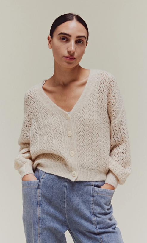 Pointelle Cropped Cardigan