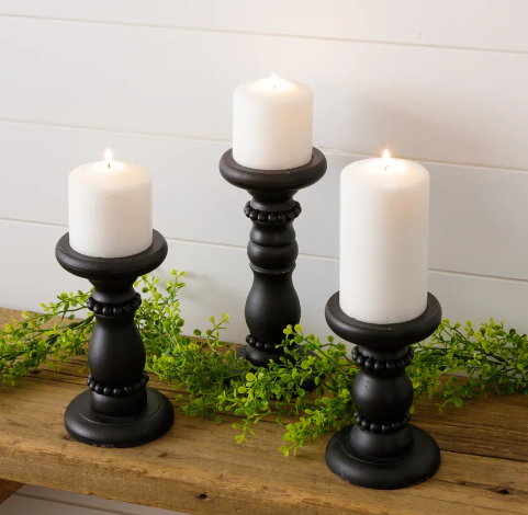 Black Beaded Candle Holders