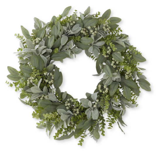 Mixed Green Foliage w/ Berries Wreath