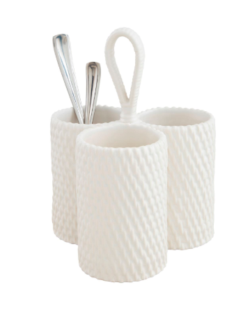 Woven Stoneware Utensil Holder