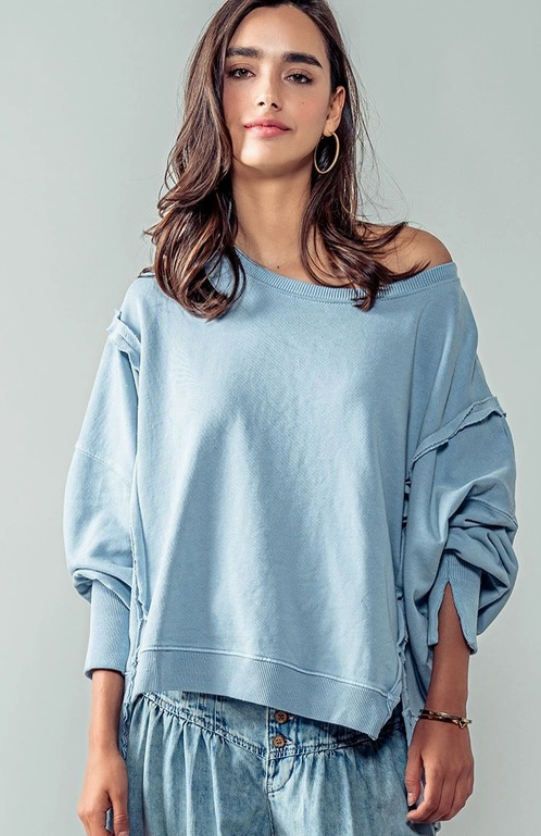 Organic Pigment Washed Sweatshirt Top