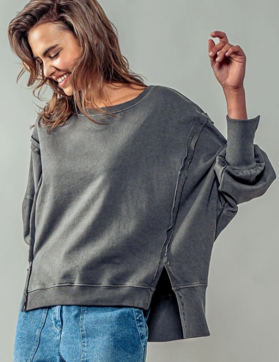 Organic Pigment Washed Sweatshirt Top