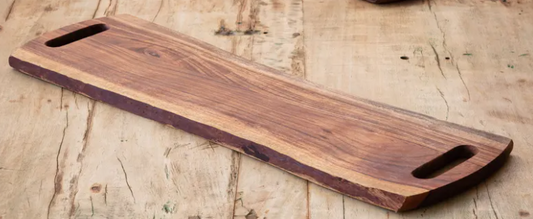 Wooden Live Edge Serving Board with Handles