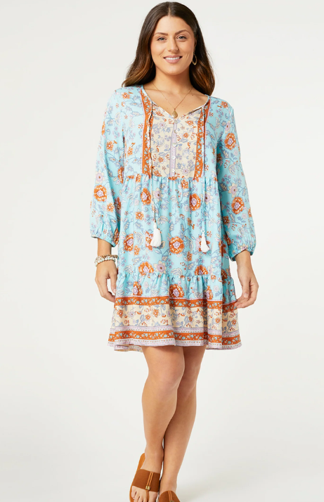 Adora 3/4 Sleeve V-Neck Tunic Dress – Chic Artique