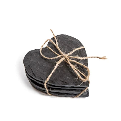 Black Slate Heart Shaped Coasters